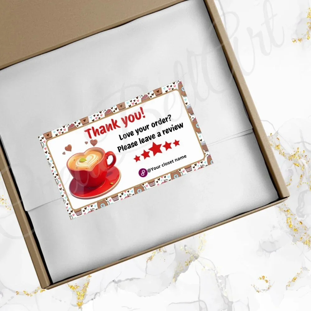 120 Pack Coffe Personalized Thank You Cards & Stickers